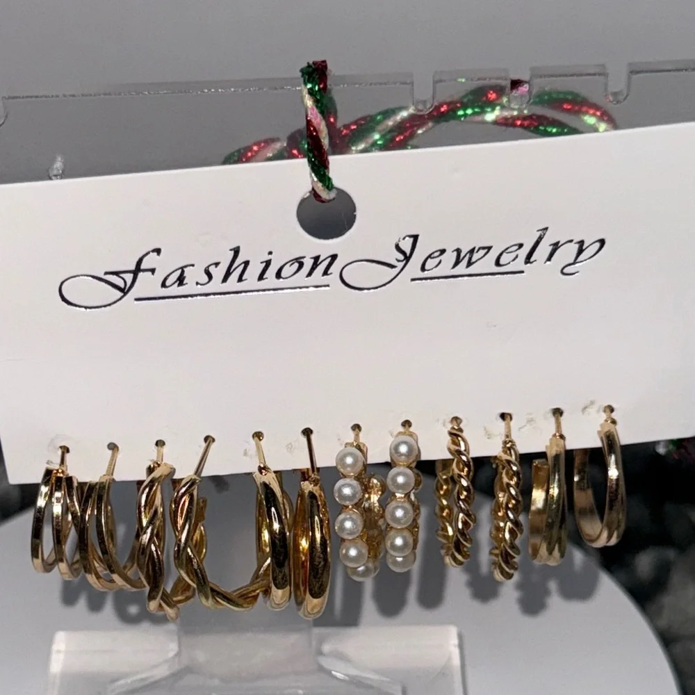 Fashion Jewelry Gold and Pearl Earring Collection - Picture 1 of 5
